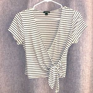 Striped Wrap Crop Top (M)